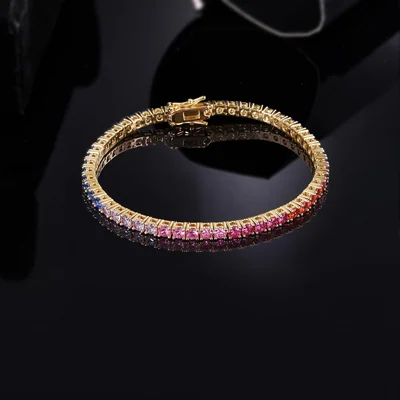 Colorful 3mm and 4mm Tennis Bracelet by Gemsme, 3.0mm · Gold Plated