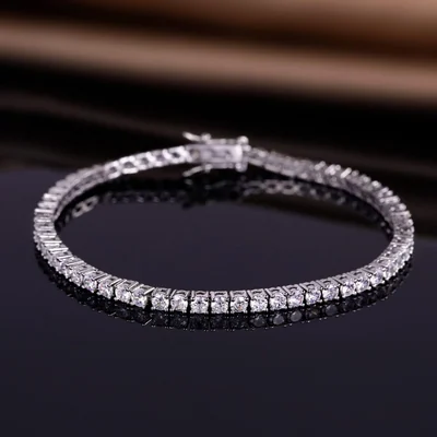 Sterling Silver Tennis Bracelet by Gemsme, S925 3mm Moissanite
