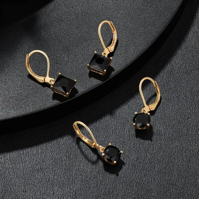 Leverback Drop Earring Set by Gemsme, Gold · Black