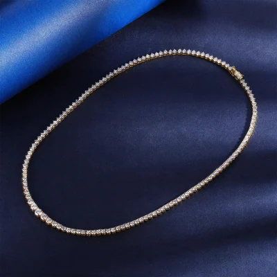 Graduated Tennis Necklace by Gemsme, Yellow Gold-3-5mm Graduated