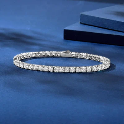 4mm Iced Tennis Bracelet by Gemsme, 4mm White Gold