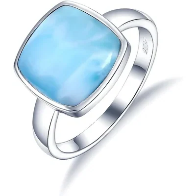 Square Larimar Ring by Gemsme