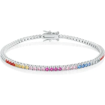 2mm Multi-Color Tennis Bracelet by Gemsme, 2.0mm · White Gold Plated