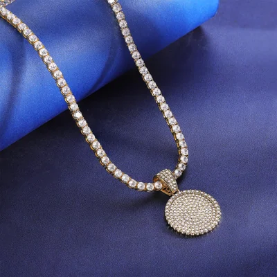 Pavé Disc Pendant by Gemsme, 4mm Cz Necklace+disc Pendant