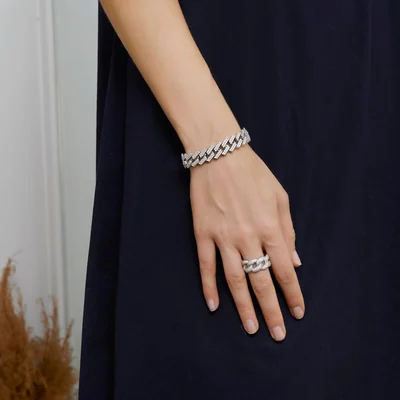 Diamond-Cut Iced Cuban Bracelet by Gemsme, 11mm · White Gold Plated