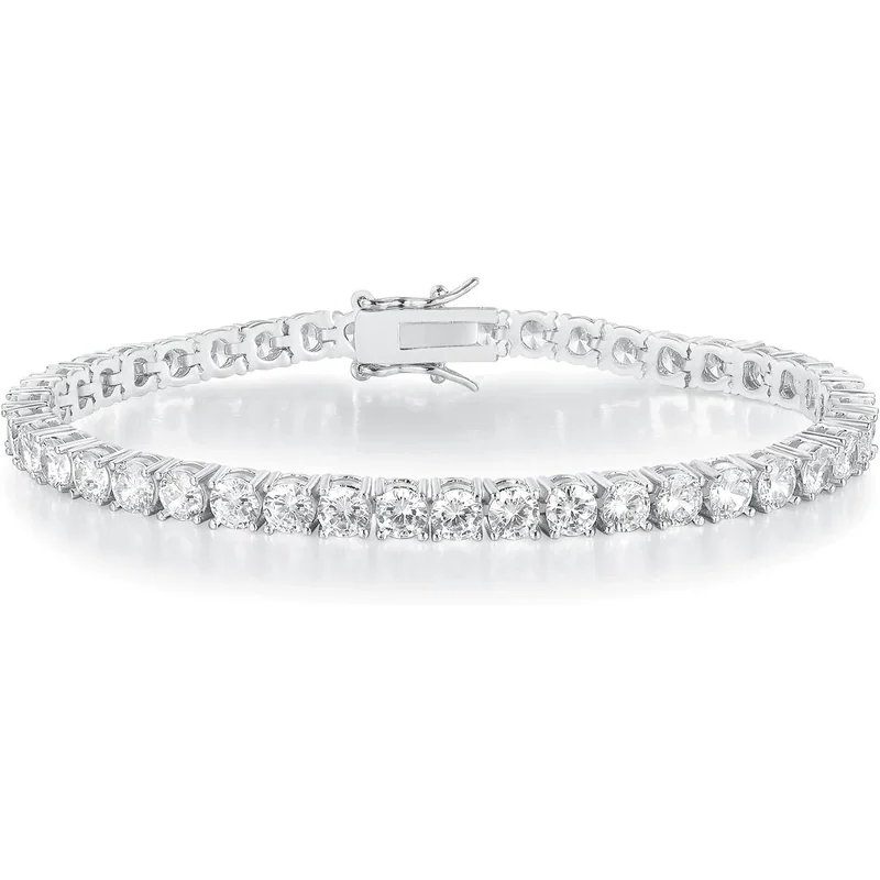 Classic Tennis Bracelet, 2 to 6mm by Gemsme, 4mm White Gold