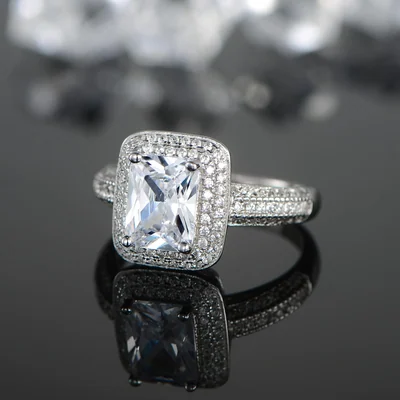 Square Halo Engagement Ring by Gemsme