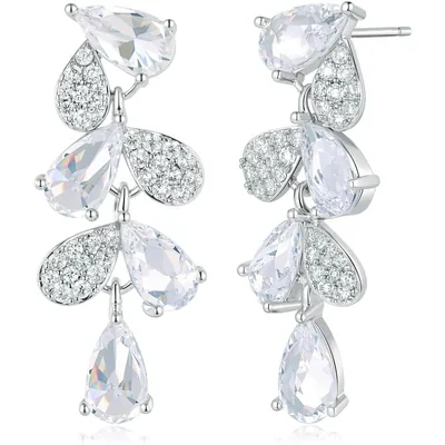 Bridal Drop Earrings by Gemsme, White · Leaf Shape