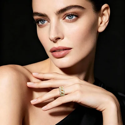 Cuban Statement Ring by Gemsme, 2 Row · Gold