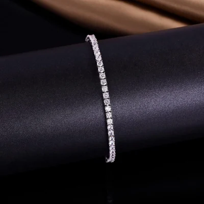 Sterling Silver Tennis Bracelet by Gemsme, S925 3mm Moissanite