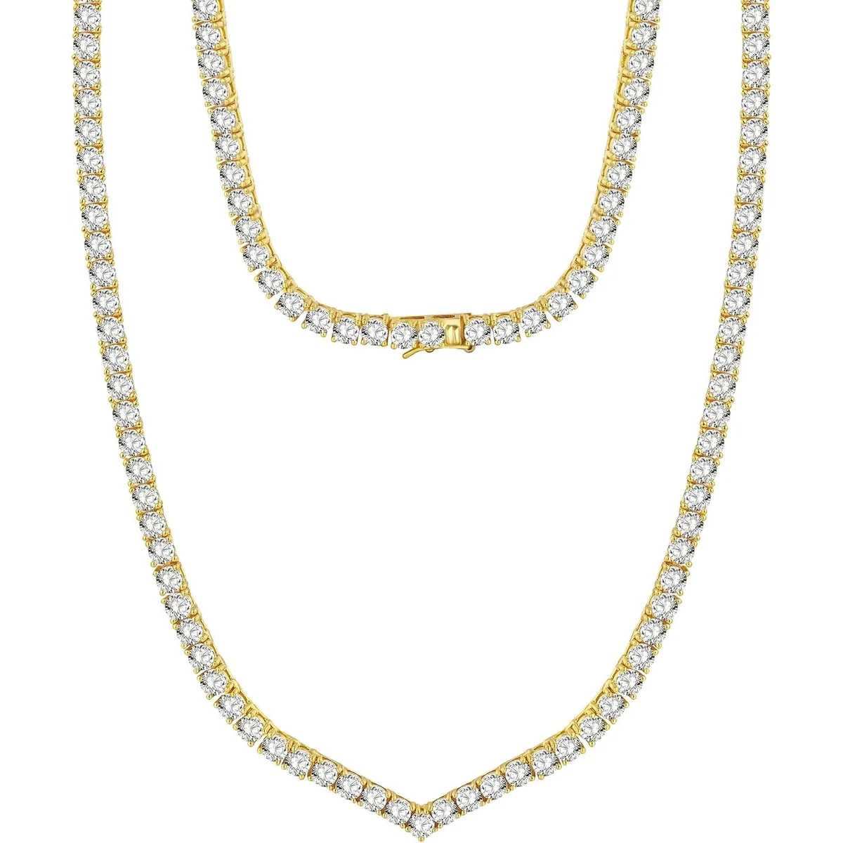 V-Shape Tennis Necklace by Gemsme