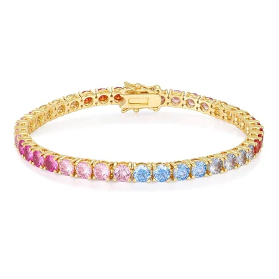 2mm Multi-Color Tennis Bracelet by Gemsme, 4.0mm · Gold Plated