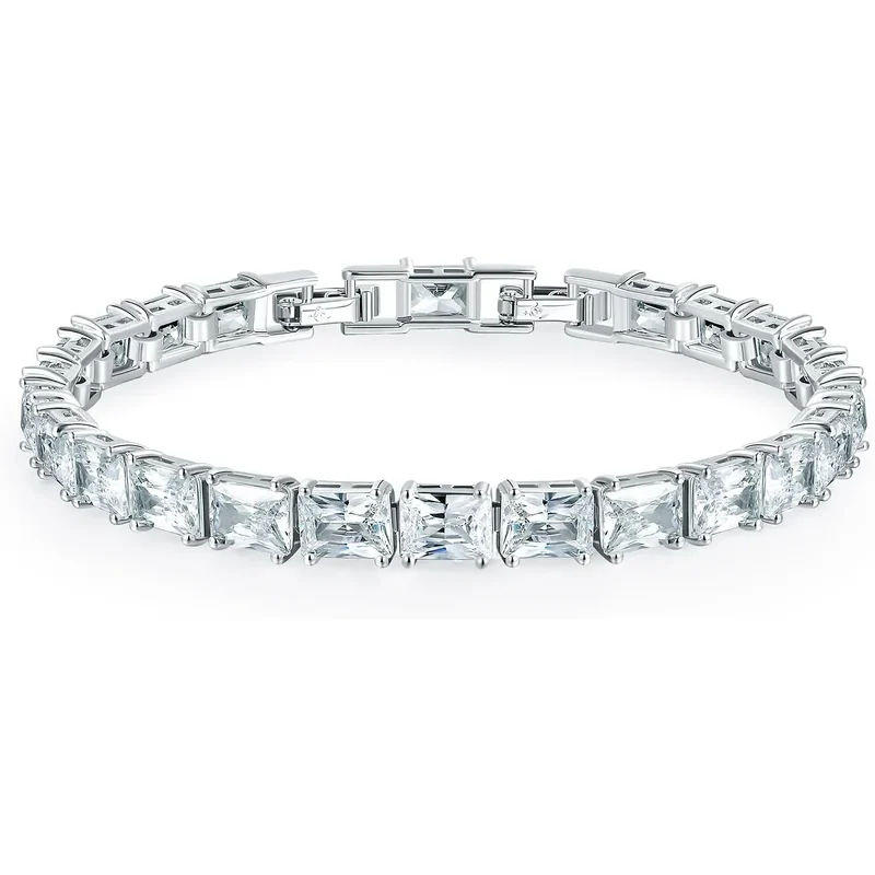 5x7mm Square Tennis Bracelet by Gemsme, 5*7mm Stone White