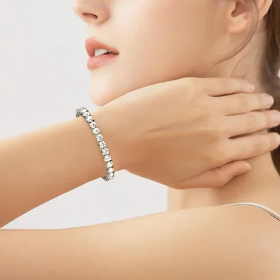 Classic Tennis Bracelet, 2 to 6mm by Gemsme, 4mm White Gold