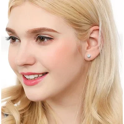 Stainless Steel Stud Set, Six Pairs by Gemsme, White