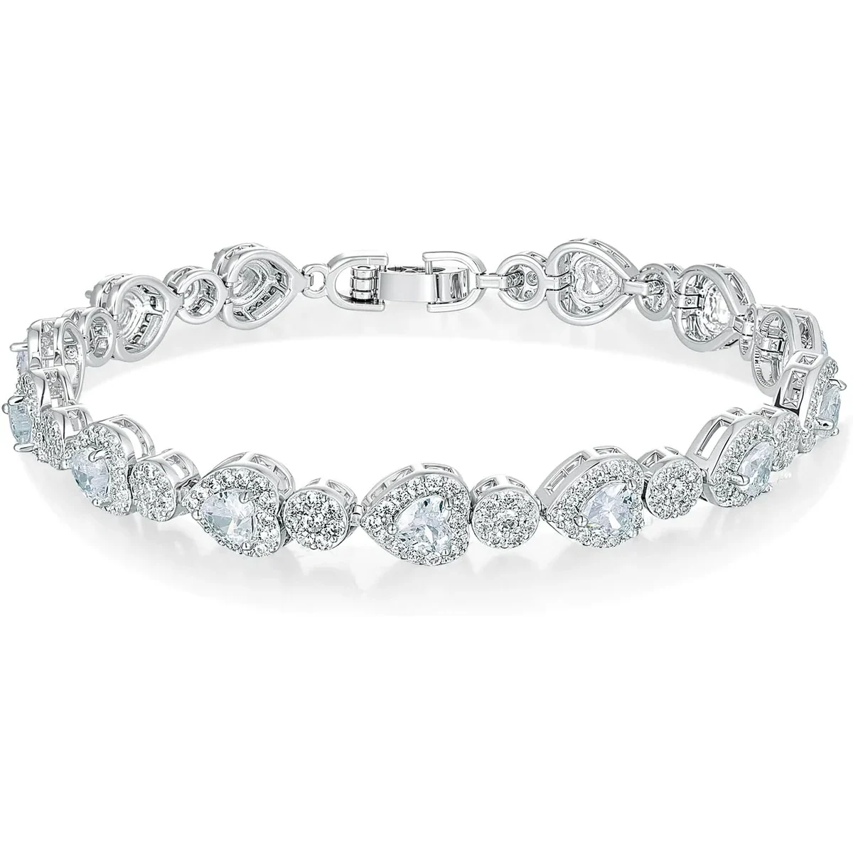 Heart and Round Tennis Bracelet by Gemsme