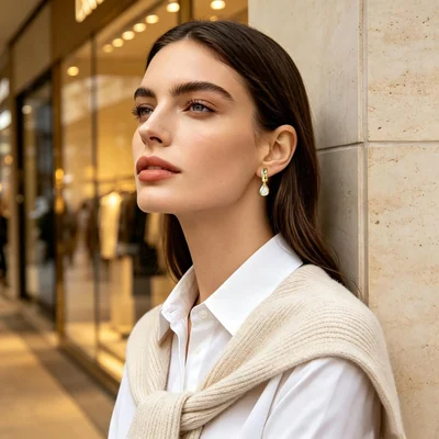 Chunky Round Hoop Drops by Gemsme, Pear-shaped