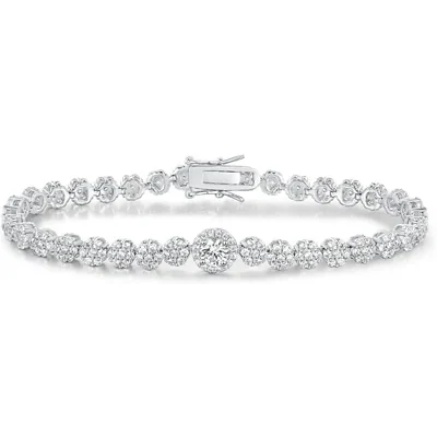 Tennis Bracelet in Six Settings by Gemsme, Petal Center Stone White