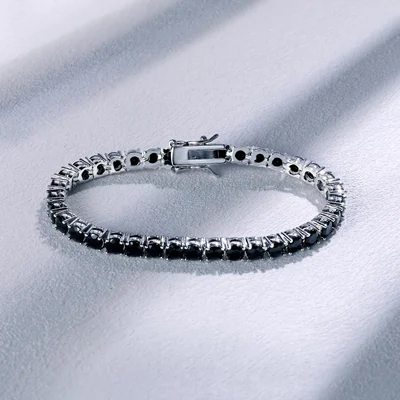 Black Stone Tennis Bracelet by Gemsme