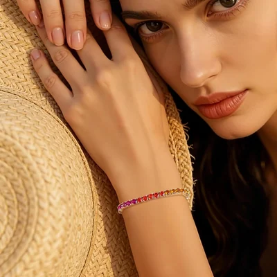 Colorful 3mm and 4mm Tennis Bracelet by Gemsme, 3.0mm · Gold Plated