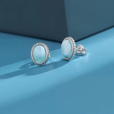 Dainty Larimar Studs by Gemsme