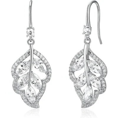 Leaf Drop Earrings by Gemsme, White · Leaf