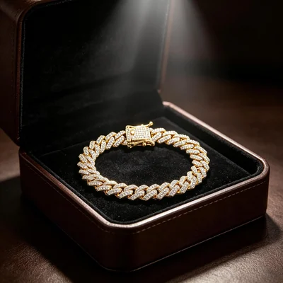 Diamond-Cut Iced Cuban Bracelet by Gemsme, 10mm · Gold Plated