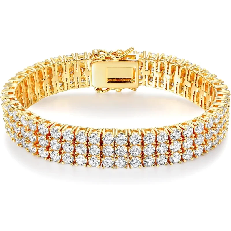 Two- and Three-Row Tennis Bracelet by Gemsme, Gold · 3 Rows