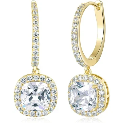 Huggie Drop Hoops by Gemsme, 7*7mm Square · Gold