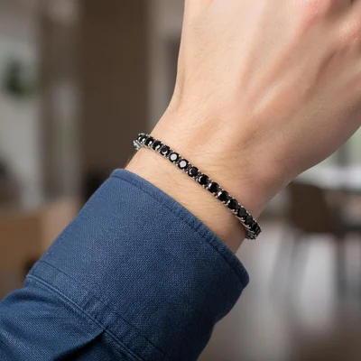 Black Stone Tennis Bracelet by Gemsme