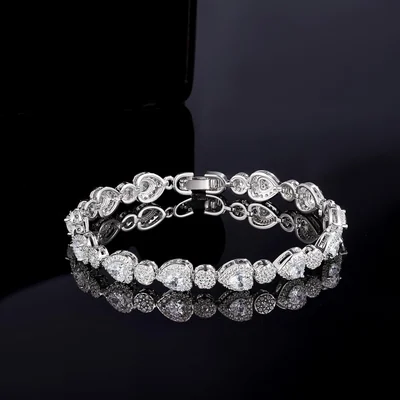 Heart and Round Tennis Bracelet by Gemsme