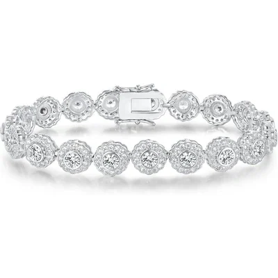 Tennis Bracelet in Six Settings by Gemsme, 1Row Halo White
