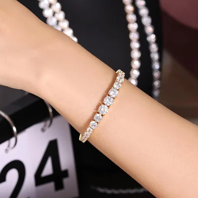 Graduated Tennis Bracelet by Gemsme, Gold Plated