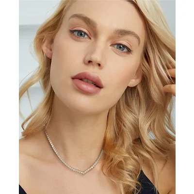 V-Shape Tennis Necklace by Gemsme