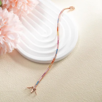 2mm Multi-Color Tennis Bracelet by Gemsme, 2.0mm · Rose Gold Plated
