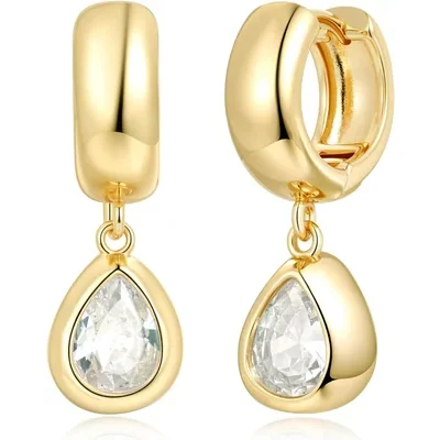 Chunky Round Hoop Drops by Gemsme, Pear-shaped