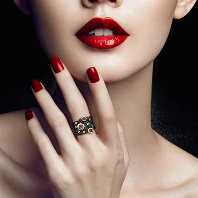 Black and Pink Statement Ring by Gemsme