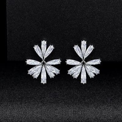 Bridal Drop Earrings by Gemsme, White · Flower Shape