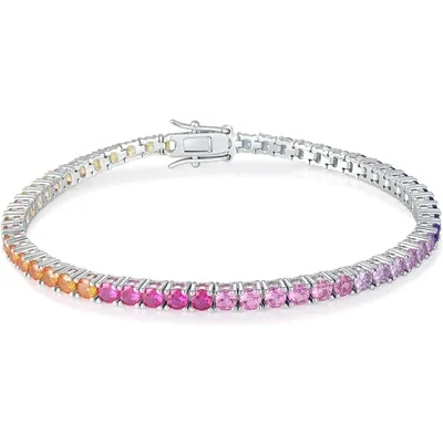 Colorful 3mm and 4mm Tennis Bracelet by Gemsme, 3.0mm · White Gold Plated