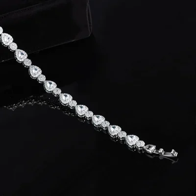 Heart and Round Tennis Bracelet by Gemsme