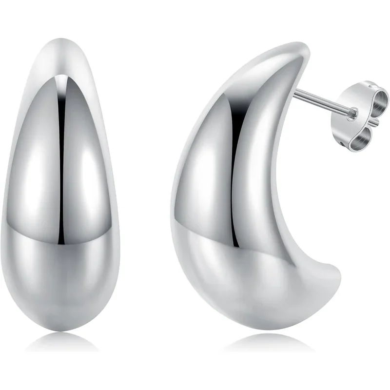 Chunky Moon Studs by Gemsme, Silver