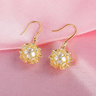 Pearl and Crystal Drop Earrings by Gemsme
