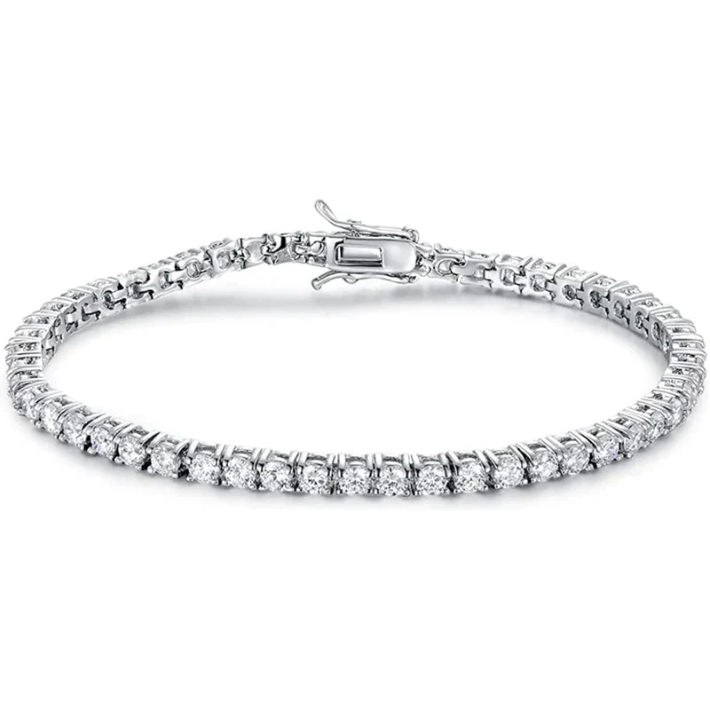 Sterling Silver Tennis Bracelet by Gemsme, S925 3mm Moissanite