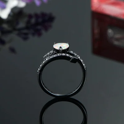 Heart Created Opal Adjustable Ring by Gemsme