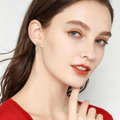 Bridal Drop Earrings by Gemsme, Gold · Flower Drop Earrings