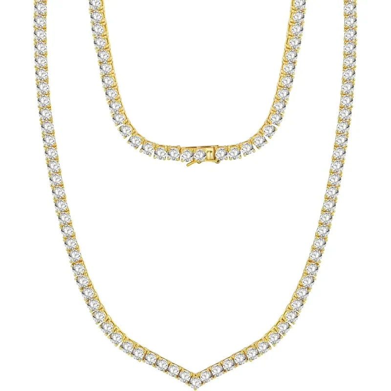 V-Shape Tennis Necklace by Gemsme
