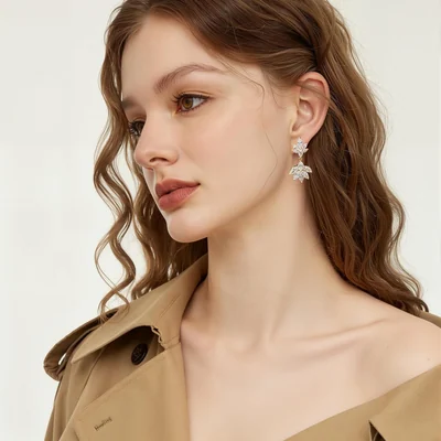 Bridal Drop Earrings by Gemsme, Gold · Leaf Drop Earrings