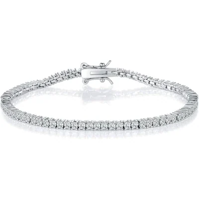 2mm Classic Tennis Bracelet by Gemsme, White Gold Plated