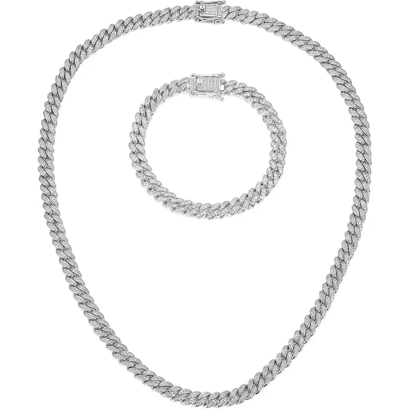 Iced Cuban Bracelet and Necklace Set by Gemsme