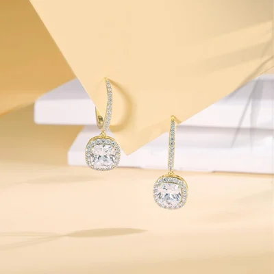 Huggie Drop Hoops by Gemsme, 7*7mm Square · Gold